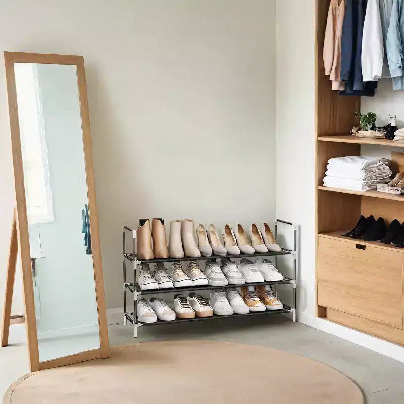 Slim 3-Tier Shoe Rack with Space-Saving Design and Sturdy Construction - Ideal Shoe Storage Solution for Entryways and Closets