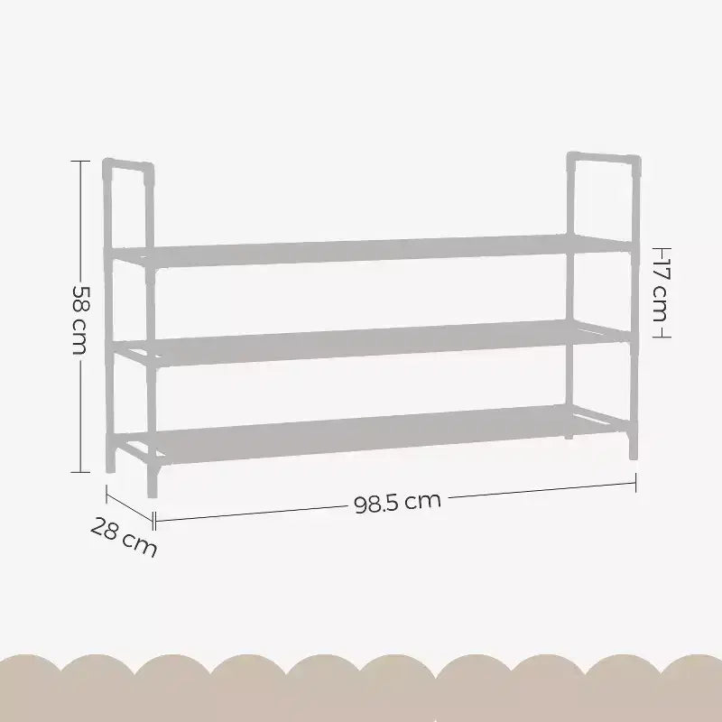 Slim 3-Tier Shoe Rack with Space-Saving Design and Sturdy Construction - Ideal Shoe Storage Solution for Entryways and Closets