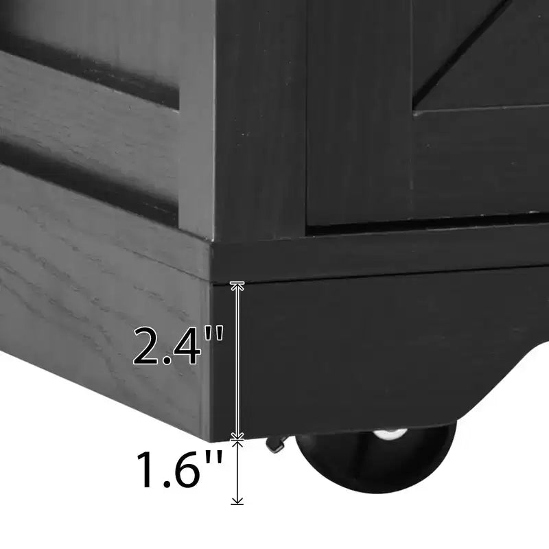 Whisen Farmhouse Wood Kitchen Cart with Drop Leaf, 2-Sliding Barn Doors, Towel Rack, Spice Rack, 3-Drawers