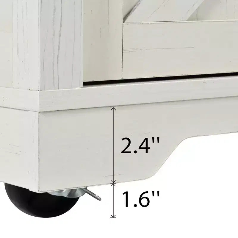 Whisen Farmhouse Wood Kitchen Cart with Drop Leaf, 2-Sliding Barn Doors, Towel Rack, Spice Rack, 3-Drawers