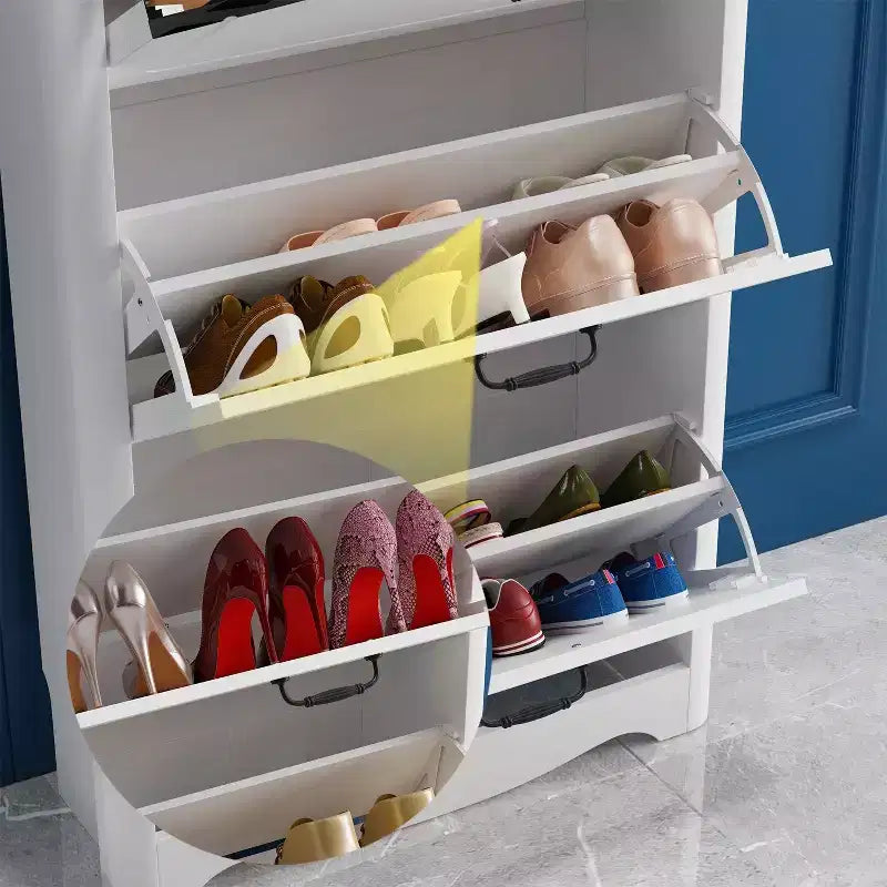 Famapy Modern White Flip-Front 3-Drawer Shoe Cabinet