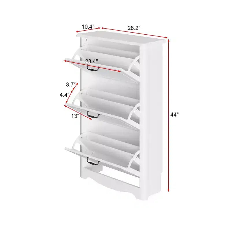 Famapy Modern White Flip-Front 3-Drawer Shoe Cabinet