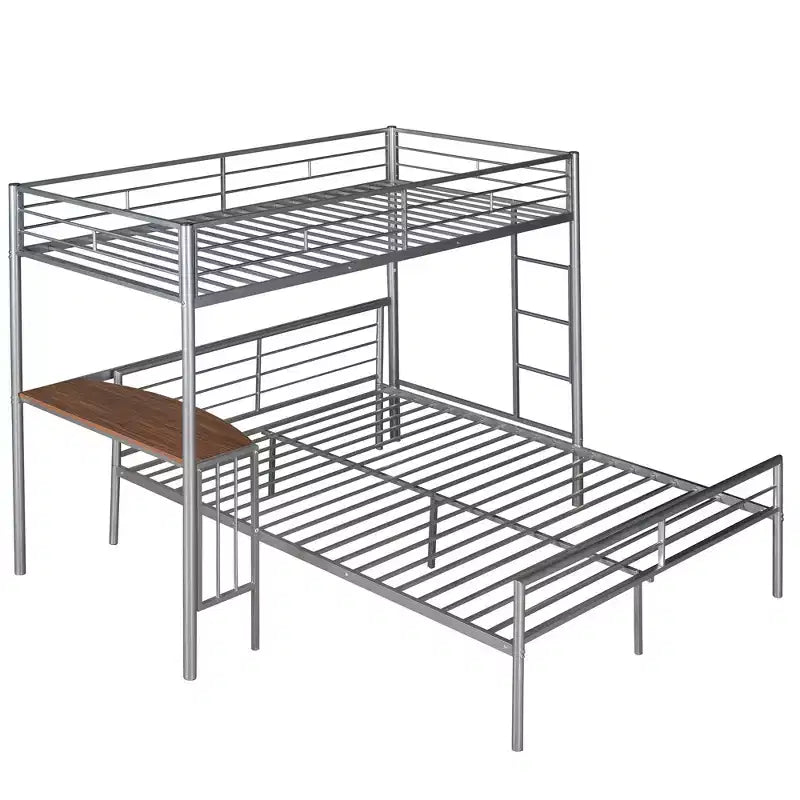 Whisen Twin Over Full Metal Bunk Bed with Desk and Ladder