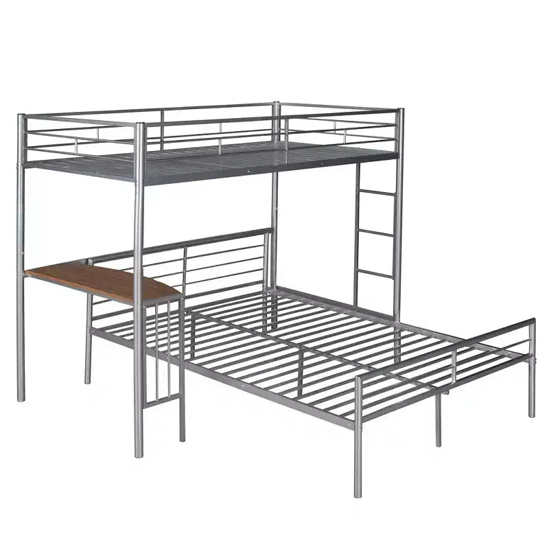 Whisen Twin Over Full Metal Bunk Bed with Desk and Ladder