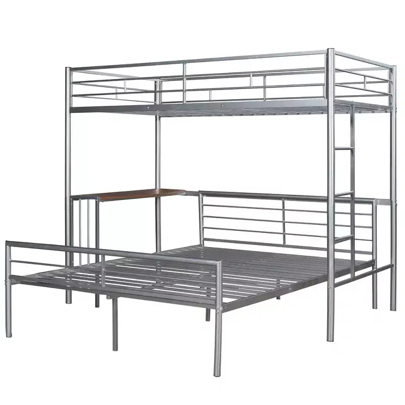 Whisen Twin Over Full Metal Bunk Bed with Desk and Ladder