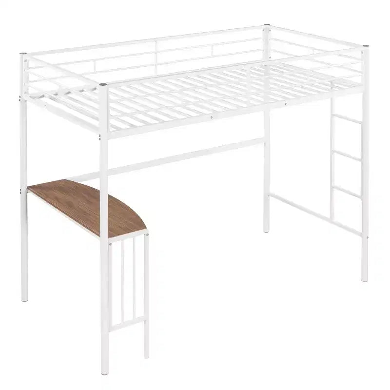 Whisen Twin Over Full Metal Bunk Bed with Desk and Ladder