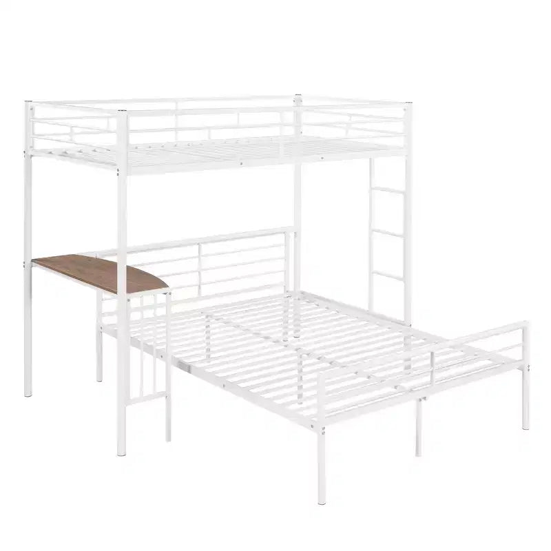 Whisen Twin Over Full Metal Bunk Bed with Desk and Ladder