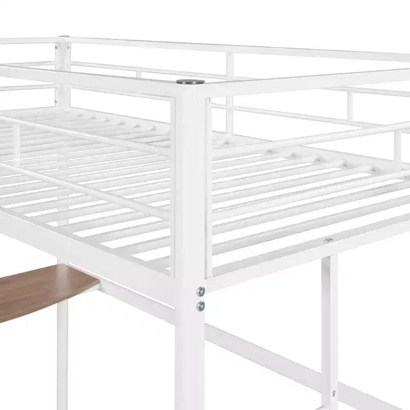 Whisen Twin Over Full Metal Bunk Bed with Desk and Ladder