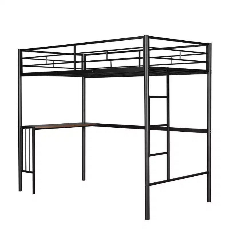 Whisen Twin Over Full Metal Bunk Bed with Desk and Ladder