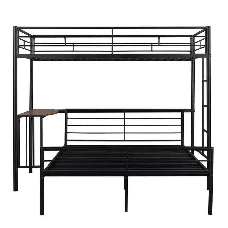 Whisen Twin Over Full Metal Bunk Bed with Desk and Ladder
