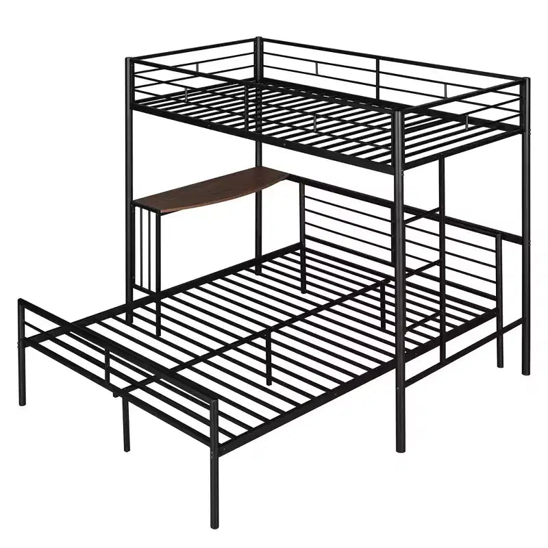 Whisen Twin Over Full Metal Bunk Bed with Desk and Ladder