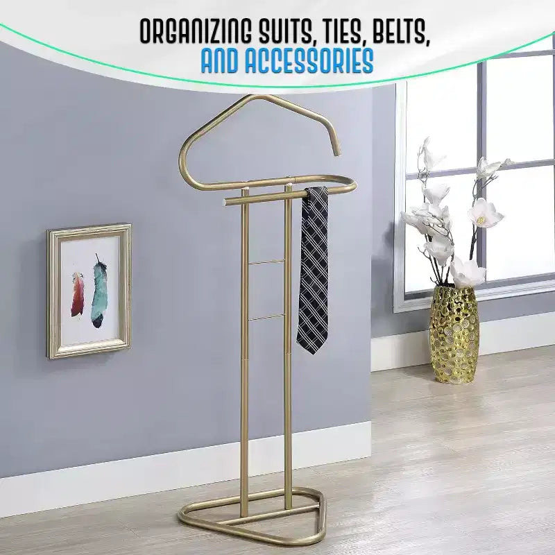 Kings Brand Furniture Kalblins Metal Suit Valet Stand, Clothes Rack, Clothing Organizer, Jacket Hanger