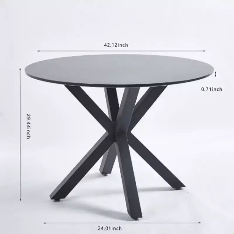 Mid-Century Cross-Leg Dining Table for 4-6, Round MDF Top with Pedestal Base