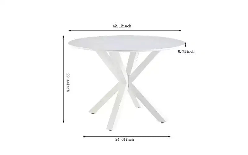 Mid-Century Cross-Leg Dining Table for 4-6, Round MDF Top with Pedestal Base