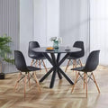 Mid-Century Cross-Leg Dining Table for 4-6, Round MDF Top with Pedestal Base