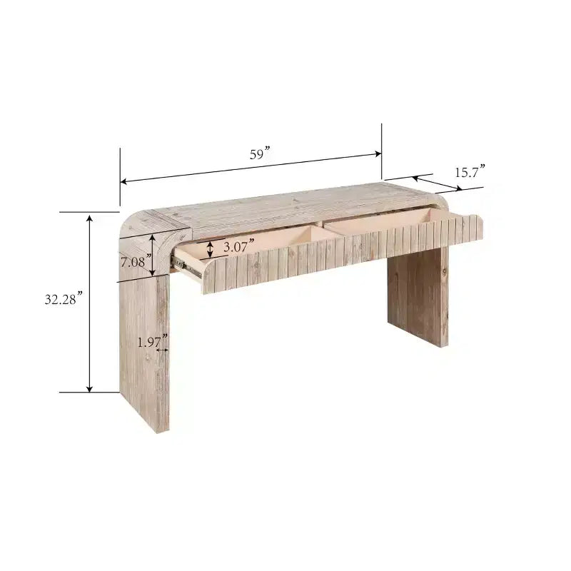 59''W Farmhouse Console Table with 2 Hidden Handle Drawers, Vintage Crafted Entryway Table - ModernLuxe