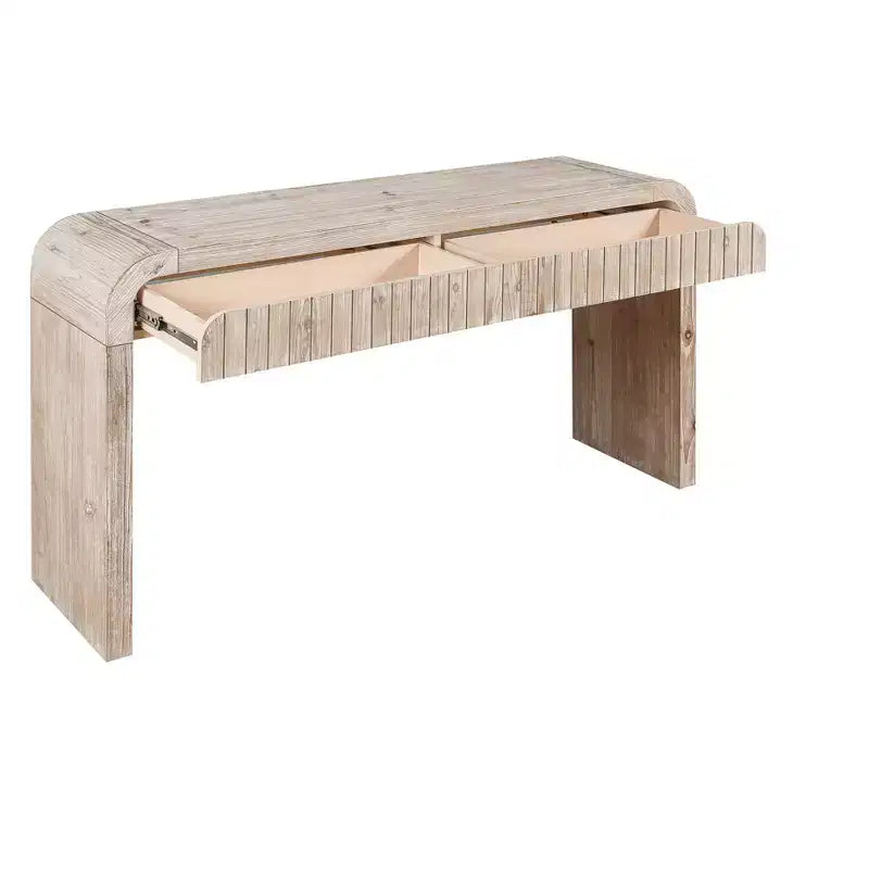 59''W Farmhouse Console Table with 2 Hidden Handle Drawers, Vintage Crafted Entryway Table - ModernLuxe