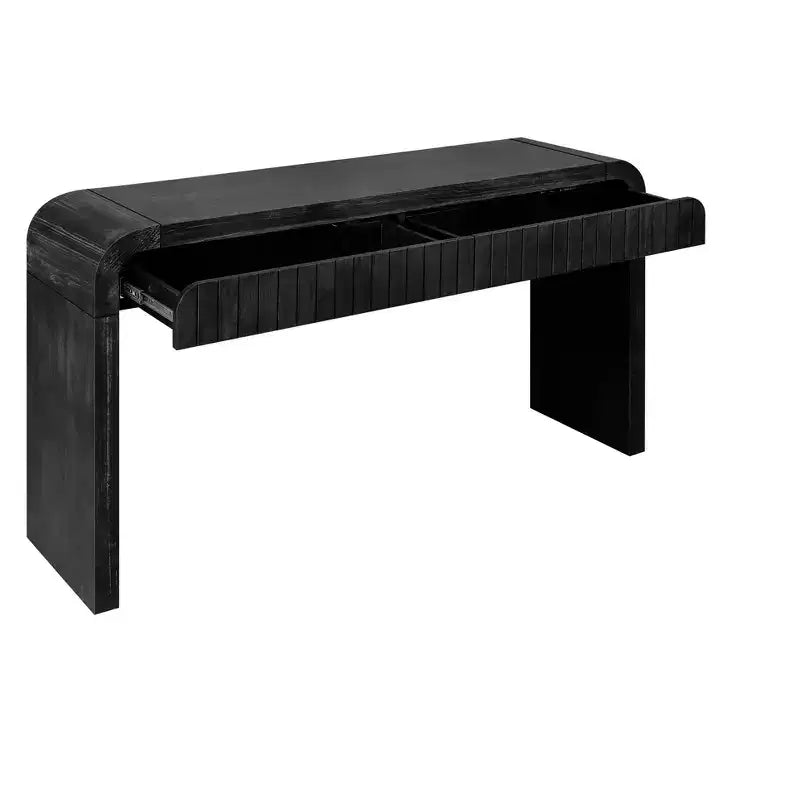 59''W Farmhouse Console Table with 2 Hidden Handle Drawers, Vintage Crafted Entryway Table - ModernLuxe