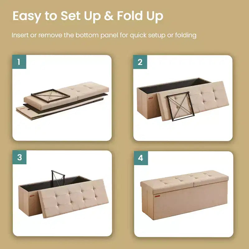 43 Storage Ottoman Bench, Ottoman with Storage, Ottoman Bench, Hold up to 660lb for Living Room