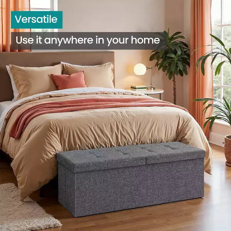 43 Storage Ottoman Bench, Ottoman with Storage, Ottoman Bench, Hold up to 660lb for Living Room