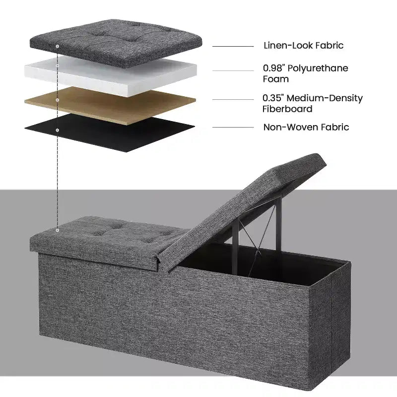 43 Storage Ottoman Bench, Ottoman with Storage, Ottoman Bench, Hold up to 660lb for Living Room