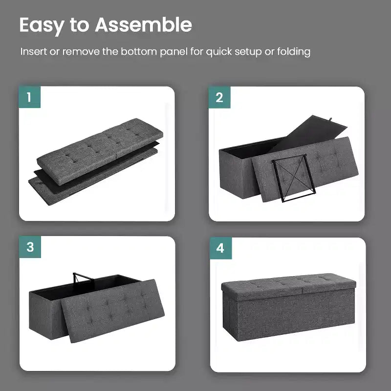 43 Storage Ottoman Bench, Ottoman with Storage, Ottoman Bench, Hold up to 660lb for Living Room