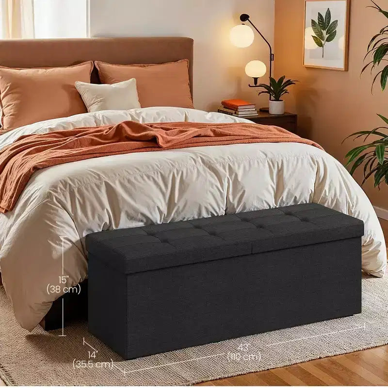 43 Storage Ottoman Bench, Ottoman with Storage, Ottoman Bench, Hold up to 660lb for Living Room
