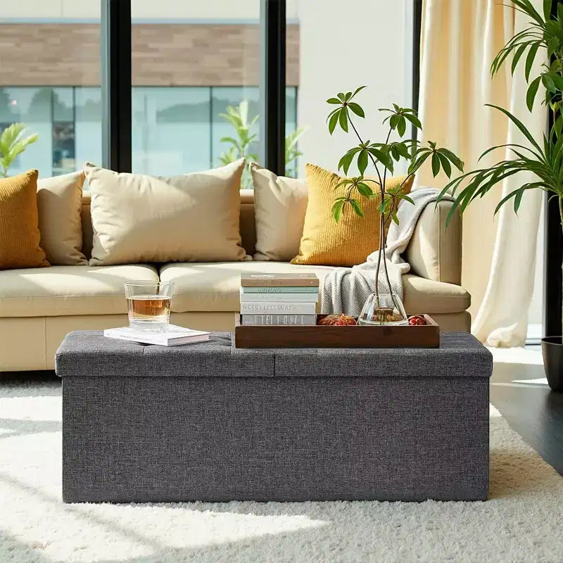 43 Storage Ottoman Bench, Ottoman with Storage, Ottoman Bench, Hold up to 660lb for Living Room