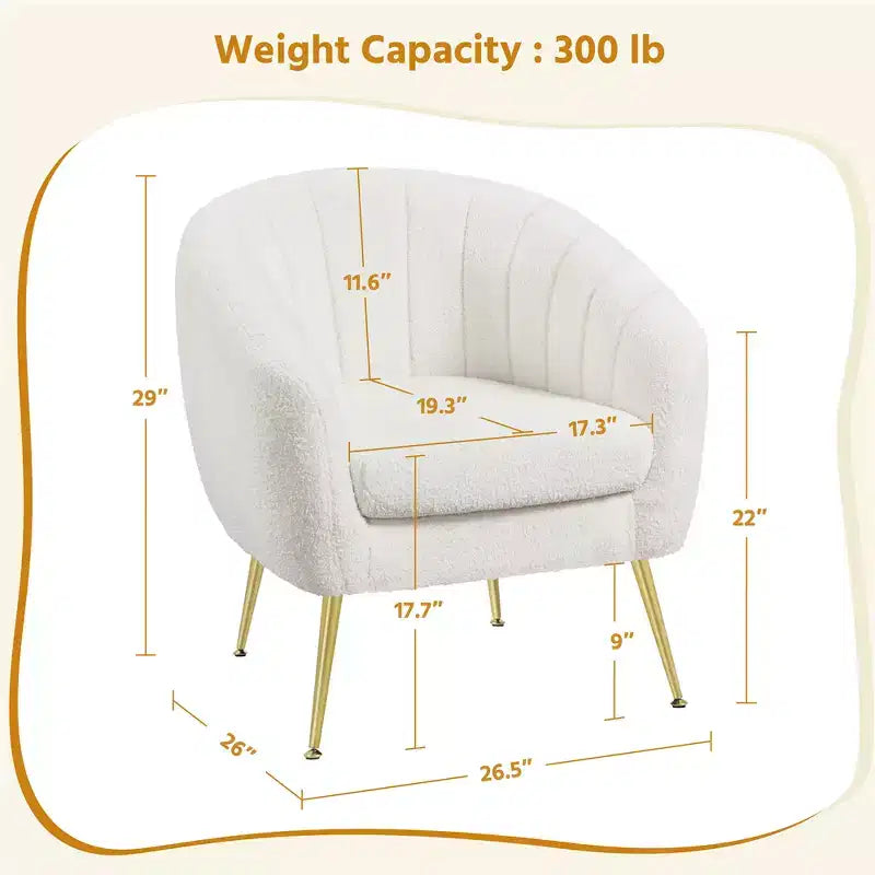 Yaheetech Set of 2 Channel Tufted Accent Armchairs with Gold Metal Legs for Living Room