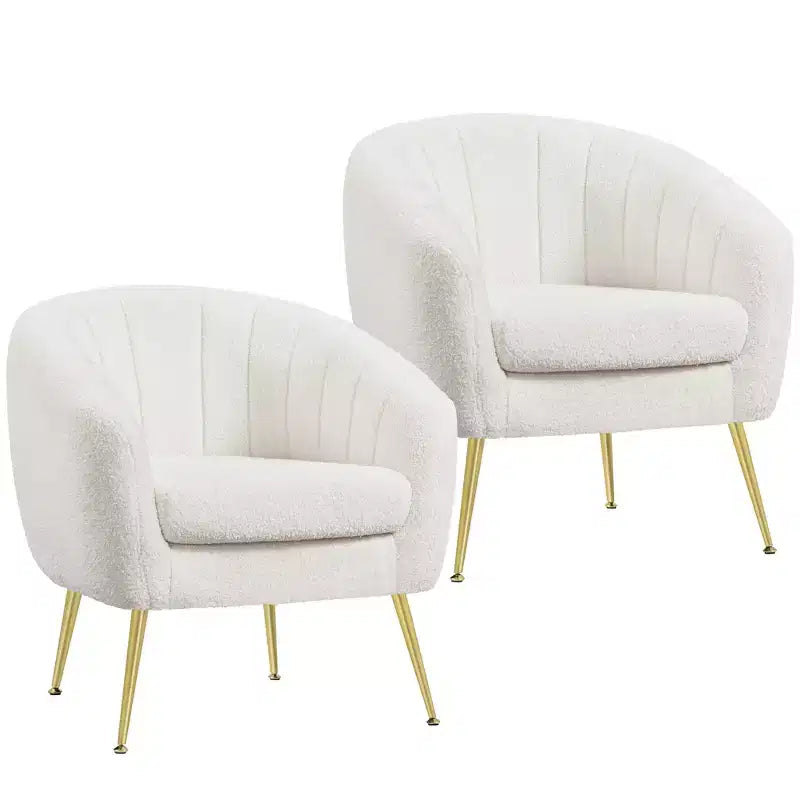 Yaheetech Set of 2 Channel Tufted Accent Armchairs with Gold Metal Legs for Living Room