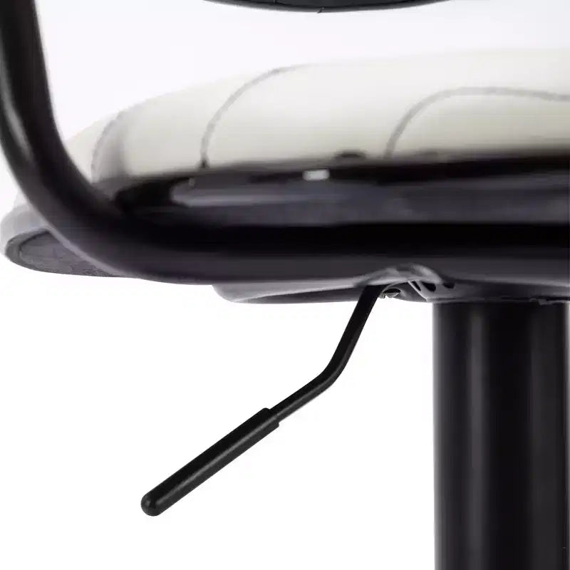 VECELO Bar Stools Set of 2, Adjustable Counter Height Bar Stools with Back and Arm, Swivel Bar Chairs, PU Leather Kitchen Island Stools, Black/White