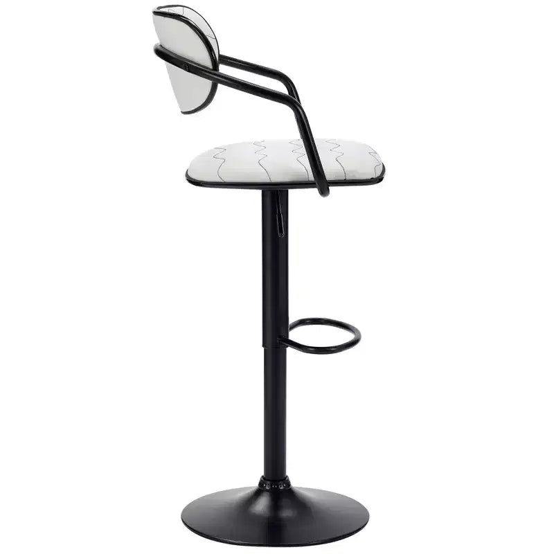 VECELO Bar Stools Set of 2, Adjustable Counter Height Bar Stools with Back and Arm, Swivel Bar Chairs, PU Leather Kitchen Island Stools, Black/White