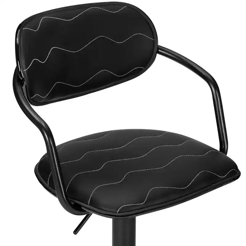 VECELO Bar Stools Set of 2, Adjustable Counter Height Bar Stools with Back and Arm, Swivel Bar Chairs, PU Leather Kitchen Island Stools, Black/White