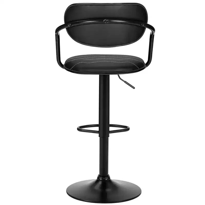 VECELO Bar Stools Set of 2, Adjustable Counter Height Bar Stools with Back and Arm, Swivel Bar Chairs, PU Leather Kitchen Island Stools, Black/White