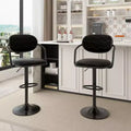 VECELO Bar Stools Set of 2, Adjustable Counter Height Bar Stools with Back and Arm, Swivel Bar Chairs, PU Leather Kitchen Island Stools, Black/White