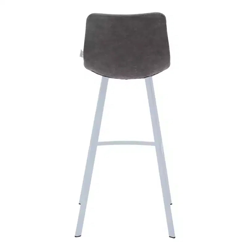 LeisureMod Elland 41 Upholstered Leather Bar Stool with Iron Legs - Modern White Base and Footrest Counter Height Stool for Kitchen and Bar, Set of 2