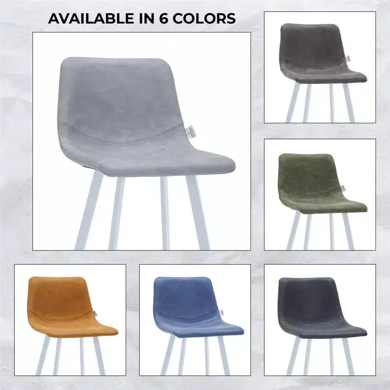 LeisureMod Elland 41 Upholstered Leather Bar Stool with Iron Legs - Modern White Base and Footrest Counter Height Stool for Kitchen and Bar, Set of 2