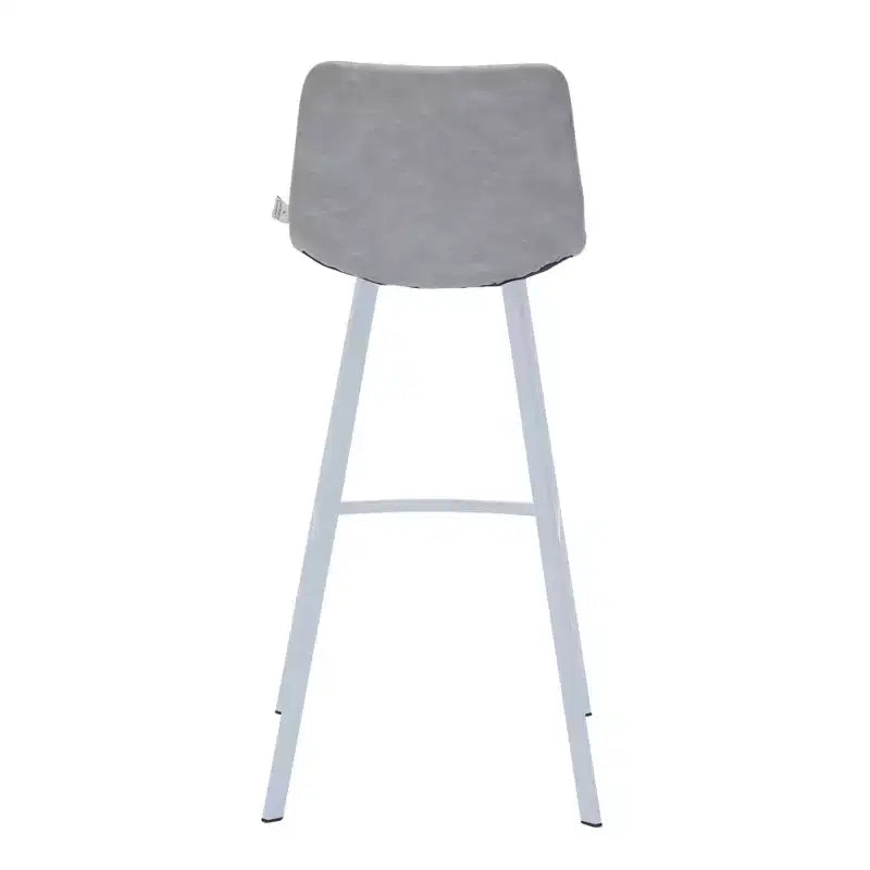 LeisureMod Elland 41 Upholstered Leather Bar Stool with Iron Legs - Modern White Base and Footrest Counter Height Stool for Kitchen and Bar, Set of 2