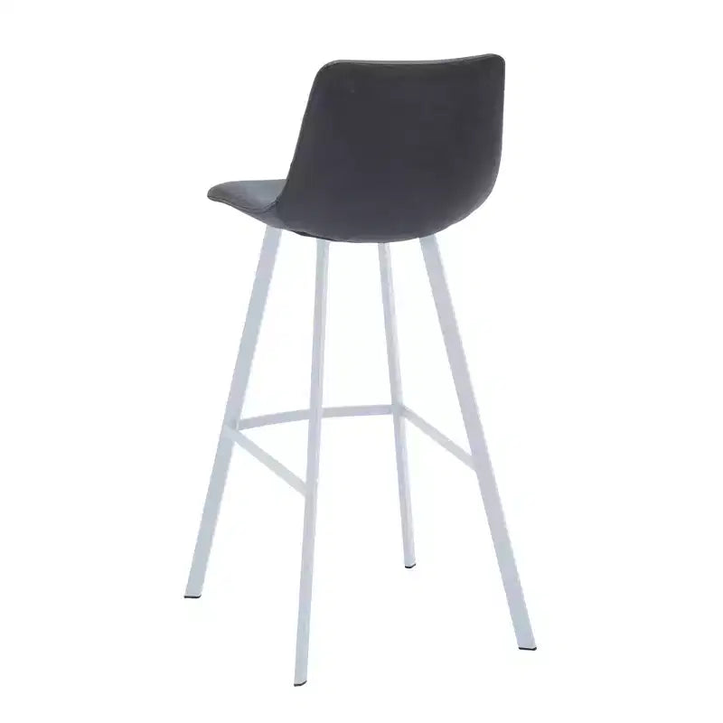 LeisureMod Elland 41 Upholstered Leather Bar Stool with Iron Legs - Modern White Base and Footrest Counter Height Stool for Kitchen and Bar, Set of 2