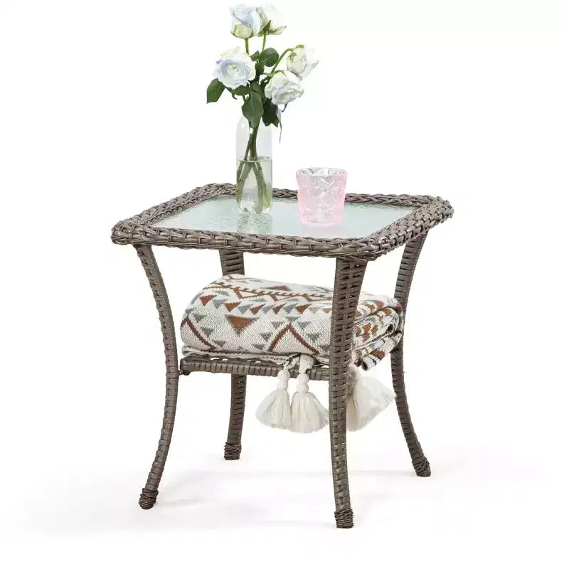 UPTIOT Square Glass Outdoor Side Table