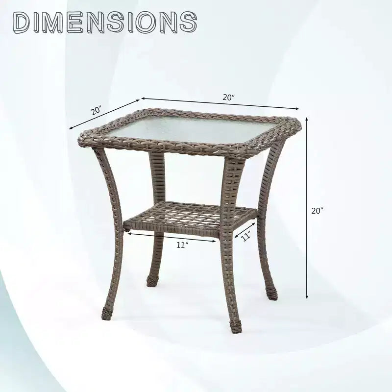 UPTIOT Square Glass Outdoor Side Table