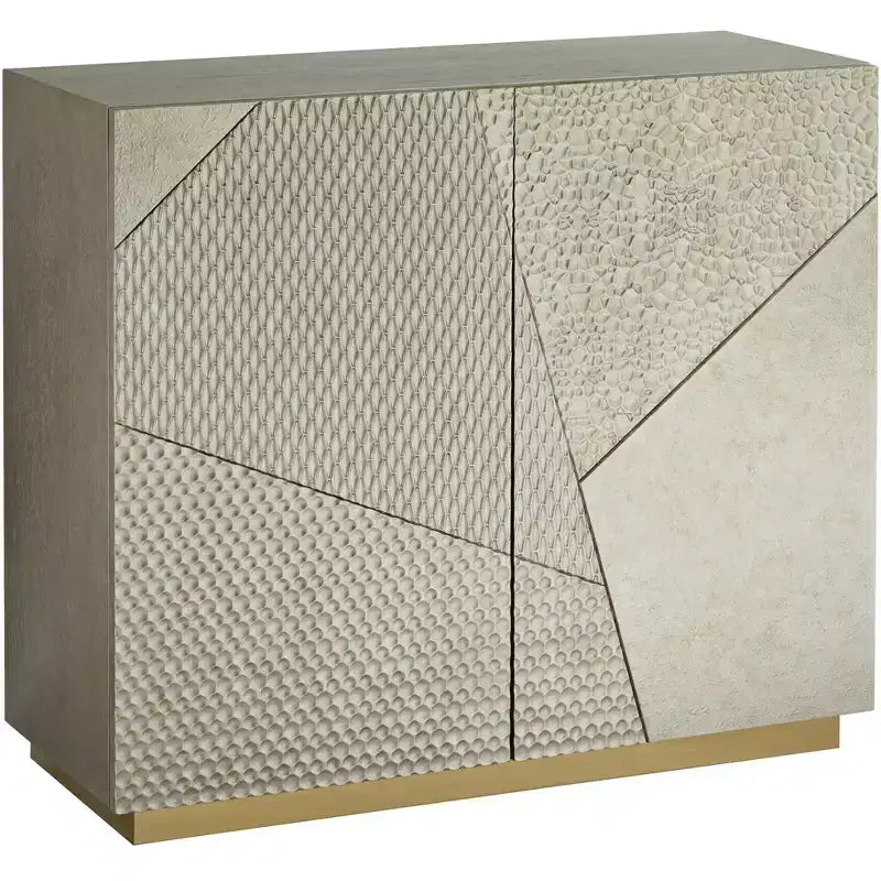 55 Downing Street Marian 39 1/2 Wide Gold Stainless Steel Asymmetrical 2-Door Cabinet