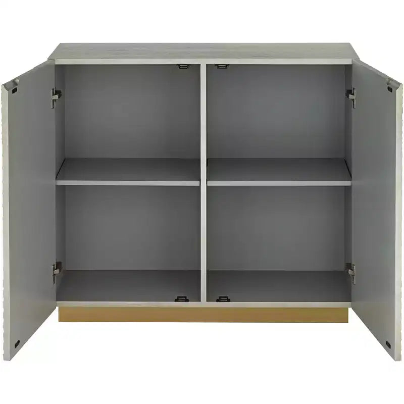 55 Downing Street Marian 39 1/2 Wide Gold Stainless Steel Asymmetrical 2-Door Cabinet