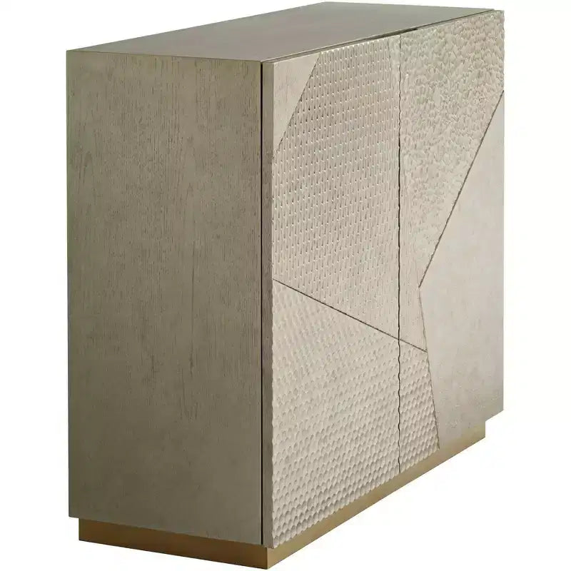 55 Downing Street Marian 39 1/2 Wide Gold Stainless Steel Asymmetrical 2-Door Cabinet