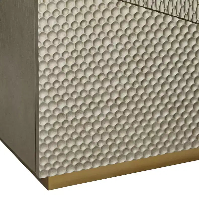 55 Downing Street Marian 39 1/2 Wide Gold Stainless Steel Asymmetrical 2-Door Cabinet