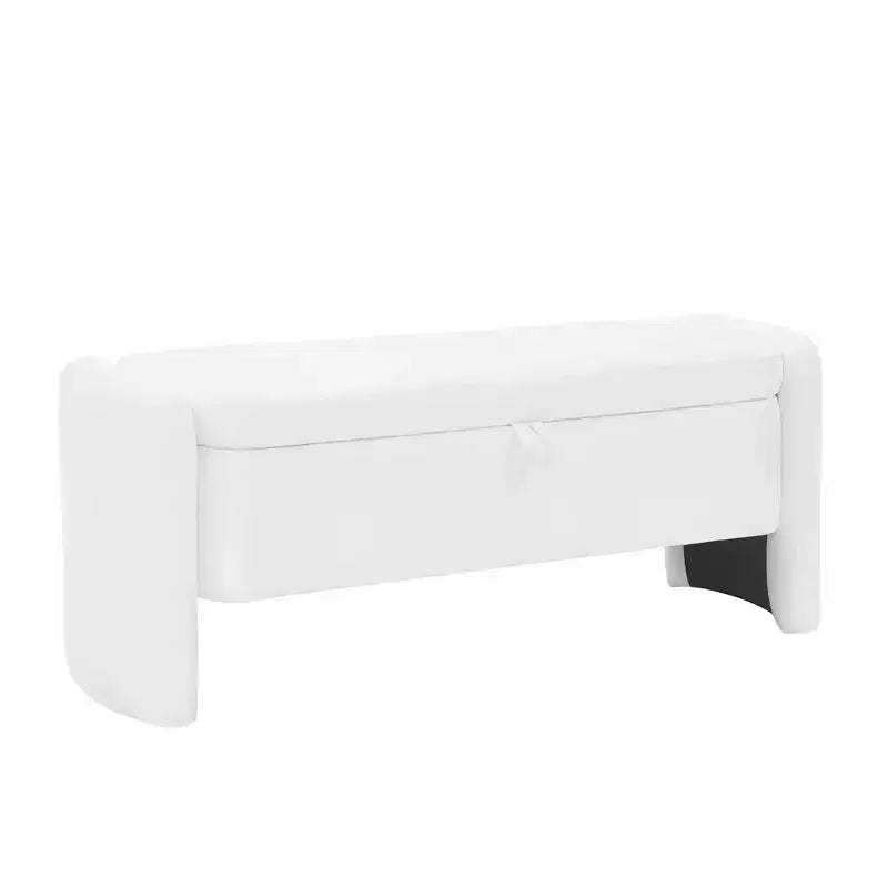 Zeus & Ruta Chenille Fabric Bench with Large Storage Space