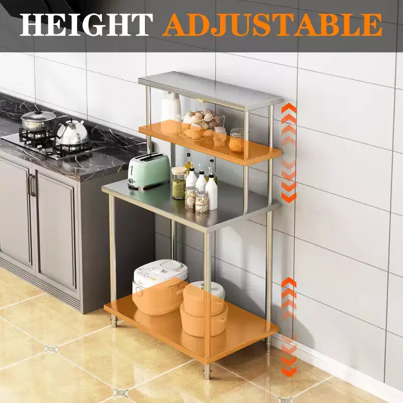 Stainless Steel Work Table with Overshelf