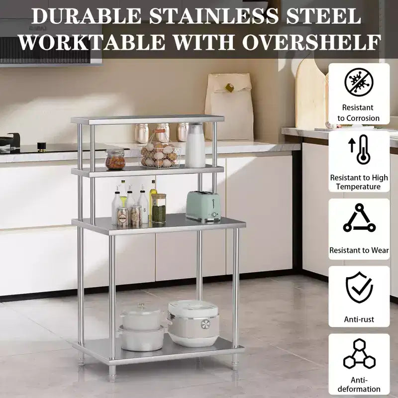 Stainless Steel Work Table with Overshelf