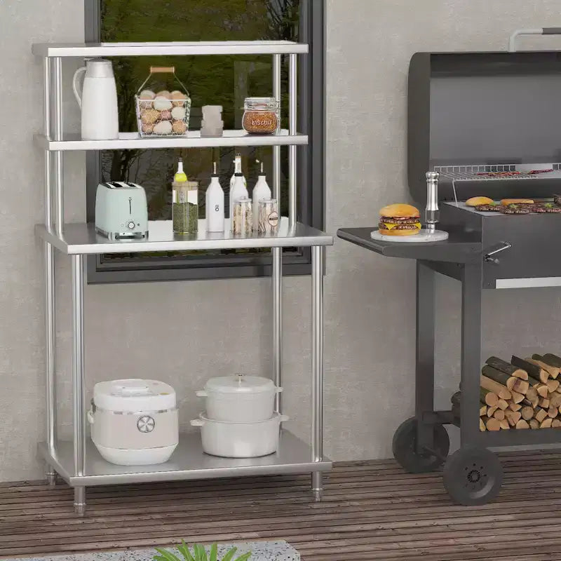 Stainless Steel Work Table with Overshelf