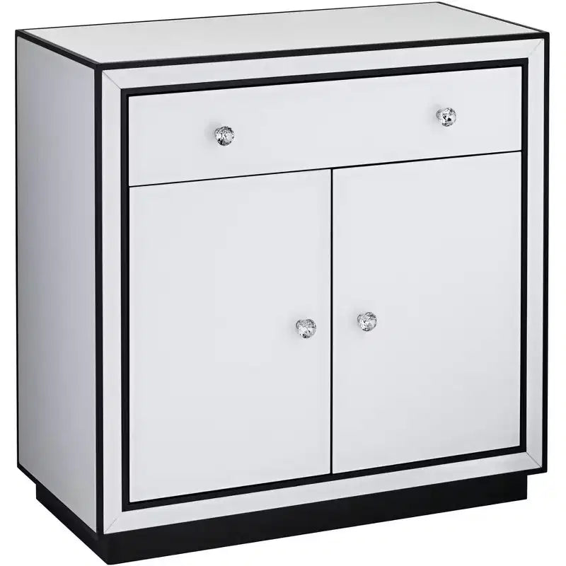 Studio 55D Biscaya 31 1/2 White Reverse Painted Glass Accent Chest
